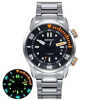 BERNY 20Bar Diver automatinis laikrodis vyrams Miyota 8215 Super Luminous Sapphire Swim Sport Mechaninis savaiminis vyniojimo vyrų rankinis laikrodis