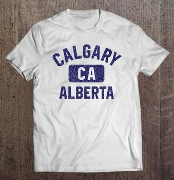 Calgary Alberta Canada Ca Gym Style Distress Navy Blue Print Vyriški marškinėliai Pora Vyriški marškiniai Berniukų Marškinėliai Vyras Top Essential
