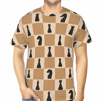 Šachmatai šachmatų lentoje Poliesteris 3D spausdinimas Šachmatų dizainas Vyriški marškinėliai Lauke Sportas Greitai džiūstantys drabužiai Laisvalaikio gatvės trišakiai