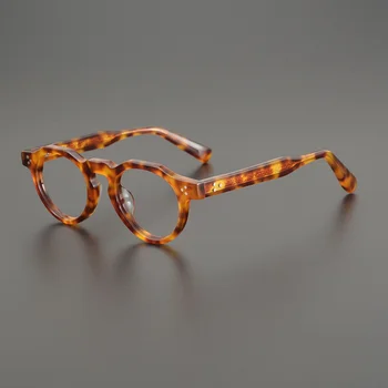 acetatiniai storo rėmelio akiniai Moterys Vintažiniai rankų darbo vyrai Ovalūs apvalūs skaitymo akiniai Optiniai trumparegystės lęšiai Akiniai