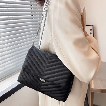 Fashion Women Pu Leather Chain Shoulder Bag Aukštos kokybės moteriškos mažos kryžminės rankinės moterims Casual Female Tote Messenger krepšys