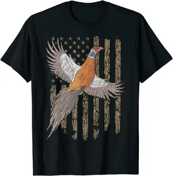 JAV Amerikos vėliavos medis Kamufliažas Fazano medžioklės dovana Marškinėliai ilgomis rankovėmis