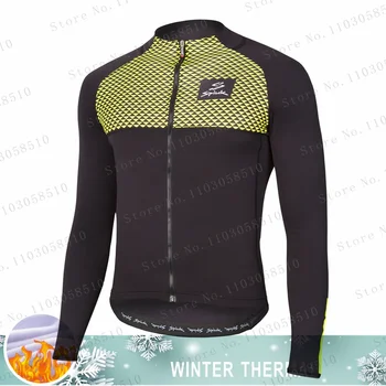 spiukful Winter Thermal Fleece Cycling Jersey Set ilgomis rankovėmis dviračių drabužiai MTB dviračių dėvėjimas Maillot Ropa Ciclismo dviračių komplektas