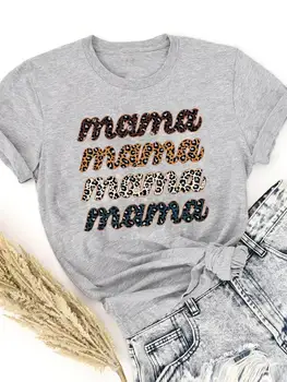 Mama Letter Leopard 90s Trend Summer T-shirts T Top Cartoon Shirt Female Short Sleeve Clothing Fashion Print Women Graphic Tee