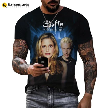 New Arrival Buffy The Vampire Slayer 3D Print Marškinėliai Vyrai Moterys Vasaros mada Laisvalaikio trumpomis rankovėmis Hip Hop marškinėliai 6XL