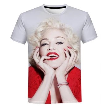 Seksuali dainininkė Madonna 3D spausdinti marškinėliai Vyrai Moterys Vasara Harajuku Gatvės apranga Trumpomis rankovėmis Mada Laisvalaikio oversized Tops Trikotažas