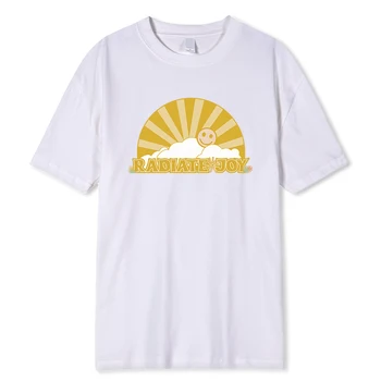 Spinduliuokite džiaugsmą kaip saulės atspaudo marškinėliai Vyrai Fashion Laisvi trikotažiniai drabužiai Kvėpuojantys laisvalaikio vasaros marškinėliai oversize 100% medvilnės viršus