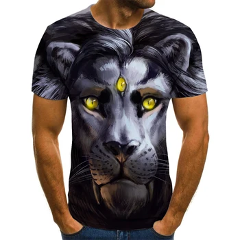 Summer Vyriški marškinėliai 3D Printed Harajuku Tops Funny Animal Graphics marškinėliai Casual Tiger Top