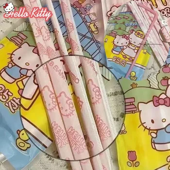 25PCS Sanrio Hello Kitty Daugiaspalvis plastikinis Virtuvės gėrimų šiaudeliai Geriamieji šiaudeliai Kokteilis Vestuvių vakarėlio šiaudeliai Priedai Nauja