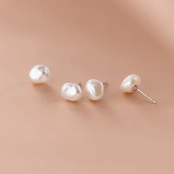 925 Sidabriniai barokiniai perlų auskarai moterims Netaisyklingos mados sidabras 925 smeigtukas mergaitėms