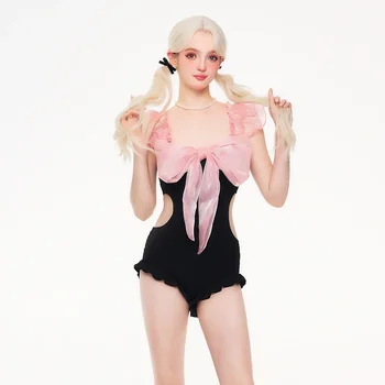 Maudymosi kostiumėlis Moteriškas vasaros lankas Seksualus lengvas prabangus interneto įžymybė Grynas troškimas Stilius Vientisas bikini karštųjų versmių maudymosi kostiumėlis