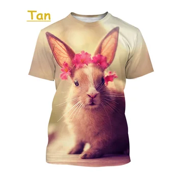 Summer Cute Animal Rabbit Fun Casual 3D marginti marškinėliai Unisex trumpomis rankovėmis apvaliu kaklu madingi marškinėliai