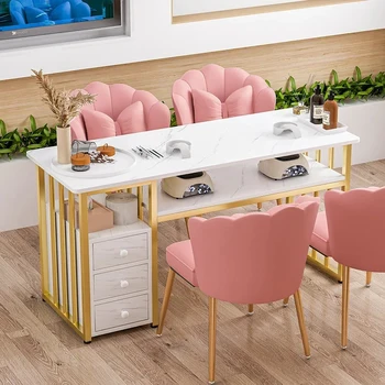 Japoniškas manikiūro stalas Simple Ins Manikiūro parduotuvės stalas ir kėdės komplektas Nordic Light Luxury Single Double Professional Nail Stalai