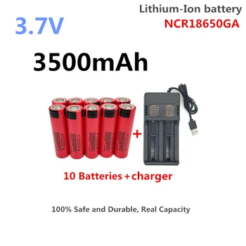 100% Saugus ir patvarus, Reali talpa 3.7V 18650 3500 mAh Llithium-Ion NCR18650GA Įkraunama daugiafunkcinė baterija + įkroviklis