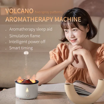 360ML Aromaterapiniai drėkintuvai Difuzoriai 3D Imituojamas liepsnos oro drėkintuvas Dūmų žiedas Purškimo kambario kvapas su nuotolinio valdymo pultu