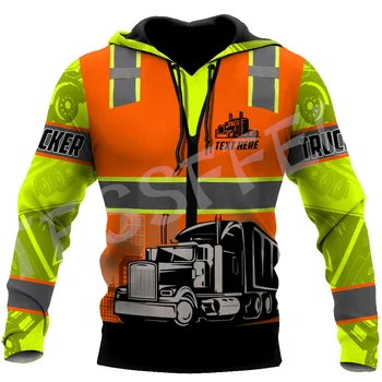 Custom Name Truck Car Worker Trucker Tattoo Operator Sportinis kostiumas 3DPrint Harajuku Pullover Streetwear Casual Jacket Zip Hoodies 1X