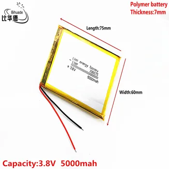 Geras Qulity 3.8V,5000mAH 706075 litro energijos baterija Polimerinė ličio jonų / ličio jonų baterija planšetiniam kompiuteriui BANKAS, GPS, mp3, mp4