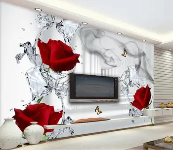 Individualūs tapetai sienoms 3 d Mada pažangi freska 3D rožių vandens raštas TV fonas sienos papel de parede sieninis popierius