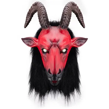 Helovinas Raudona kaukė Gyvūnų lateksas Pilna galvos kaukė Cosplay Prop Masquerade kostiumų aksesuarai Vakarėlis Baisi avies galvos kaukė