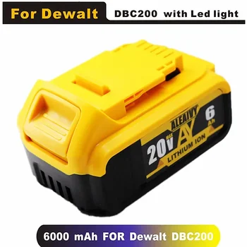 DCB200 20V 6.0Ah ličio pakeitimo baterija DeWalt 18V DCB184 DCB200 DCB182 DCB180 DCB181 DCB182 DCB201 DCB206 L50