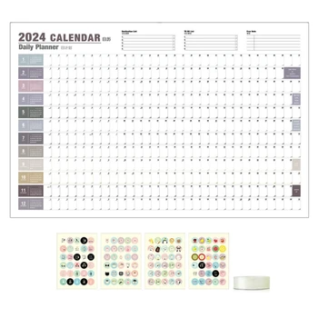 Kalendorius 2024 m. mėnesio kalendorius, Šeimos namų planavimo priemonė Storas mėnesinis sieninis kalendorius 96BA