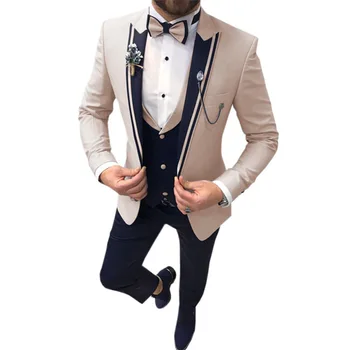 Spalvingi vestuviniai vyriški kostiumai Peak Lapel kostiumas Homme Groom Prom Party Terno Masculino Slim Fit Bridegroom Fashion Blazer 3 vnt
