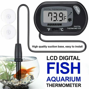 Elektroninis termometras Mini temperatūros matavimo įrankiai Panardinamas žuvų bakas Tikslus LCD ekranas akvariumo priedams