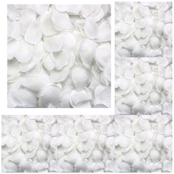4000 Rožių žiedlapių išsibarsčiusios baltos dekoracijos vestuvių vakarėlis