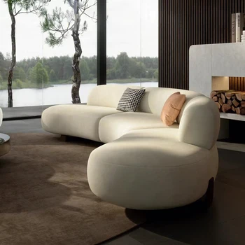 Dizaineris Lenkta neįprasta sofa Oda 3 vietų balta skaitymo svetainė sofa šiaurietiško stiliaus Divani Soggiorno miegamojo baldai
