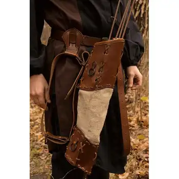 Viduramžių lankininkas Medžiotojas Odinis strėlės laikiklis Pečių juosmuo Quiver Larp Cosplay Horseback Nomad Archery medžioklės krepšio priedas
