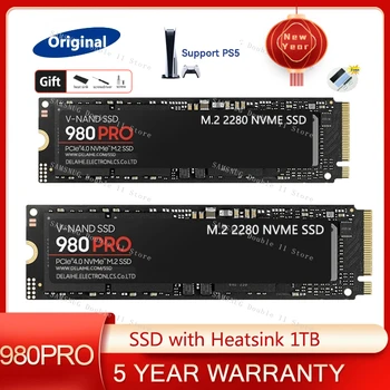 Originalus 980 PRO SSD su radiatoriumi 1TB 2TB 4TB PCIe Gen 4 NVMe M.2 vidinis kietojo kūno kietasis diskas, suderinamas su PS5, MZ-V8P1T0CW