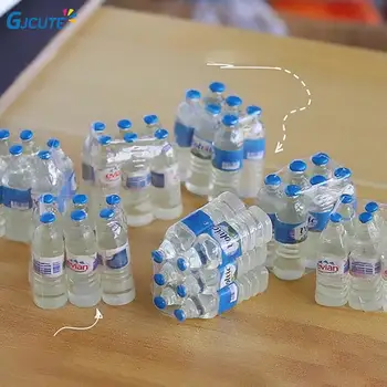 6vnt Dervos mini modeliavimo mineralinio vandens butelio modelis Vaikiški žaislai 1:12 1:6 mastelio lėlių namelio miniatiūriniai dekoravimo priedai