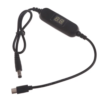 Universalus 50cm USB iki 5.5x2.1mm 2V-12V reguliuojamas maitinimo kabelis Pakeiskite LR03 LR6AA 9V akumuliatoriaus reguliavimo įtampos laidą