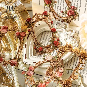 JIANWU 10 lakštų Gėlių veidrodžių dvaro serija Vintažinis reljefas Tuščiavidurė medžiaga Dekoro koliažo kortelė Kūrybinė 