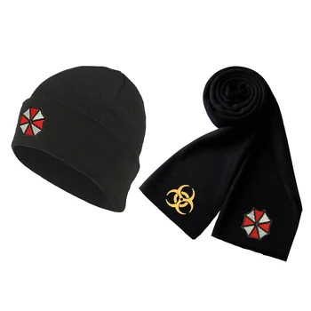 Biohazard Resident Umbrella Corp logotipas Žieminių rankogalių Beanie kepurės šaliko rinkinys