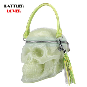 Originalumas Moteriškas krepšys Juokinga skeleto galva Luminou rankinė Vieno paketo mados dizaineris Satchel Paketas Naktiniai lengvi kaukolės krepšiai