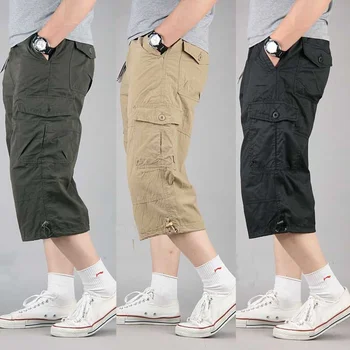 Summer Short for Men Plus Size Cargo Shorts Casual Cotton Beach Board with Multi Pocket Loose Baggy Joggers Drabužiai