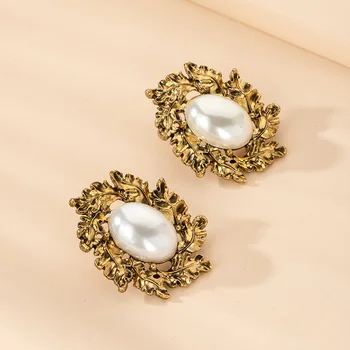Boho Metalo vintažinės geometrijos perlų auskarai Elegantiškas temperamentas Asmenybė Mados auskarai moterims Auskarų vėrimas Prabangūs papuošalai