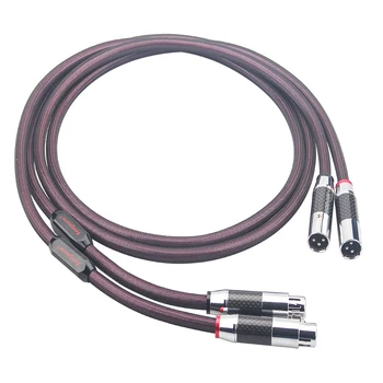 HiFi karščiavimas 4N laipsnio sterlingų sidabro XLR garso balanso kabelis Kvadratinės šerdies sidabro patrankos garso kabelis