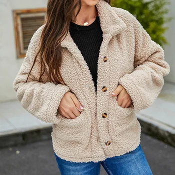Rudens ir žiemos moterų 2023 m. madingas atlapas Viengubos kišenės Moterų mados ilgomis rankovėmis Laisvalaikio laisvalaikio vilnos paltas Moterys