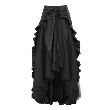 New Darkness Moterų gotikinis Steampunk sijonas Viktorijos laikų skarlatinas High-Low Bustle sijonas Gotikinis Šurmulio sijonas Renesansinis kostiumas