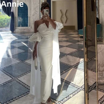 Annie Strapless White Prom suknelės Elegantiška undinėlė 2024 Vakarinė suknelė فساتين السهرة Saudo Arabijos oficialios proginės vakarėlio suknelės