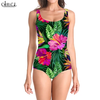 CLOOCL Moterų maudymosi kostiumėlis Rainforest Hawaii Floral Print Maudymosi kostiumas Poliesteris Monokini Ladies maudymosi kostiumėlis Vasaros drabužiai