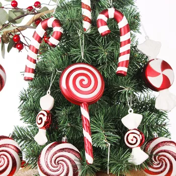 Sumaišykite mielus Xmas saldainius Cukranendrių saldainių eglutės kamuoliukų ornamentas Kabantis Kalėdų namų dekoravimas 2023 Navidad natal Noel Decor