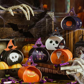 10vnt Helovino saldainių dėžutės triukas arba skanėstas moliūgų vaiduoklių sausainių dėžutės Vaikai palankiai vertina dovanų dėžutę Helovino vakarėlio dekoravimas