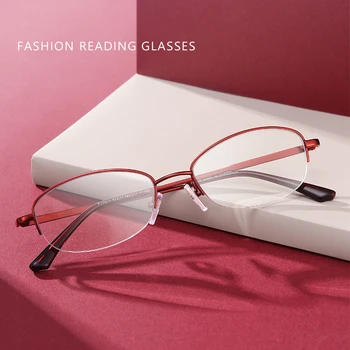 Pulais Multifocal Grade Glasses Near and Far Presbyopic Glasses For Women Red Color Retro Round Frame Degree +1,0 1,5 2,0 2,5 3