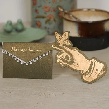 12vnt Mini kortelė su voku Retro stiliaus drugelio dizainas palikti žinutę Laimingos meilės kalėdinis vakarėlis Kvietimo laiškai