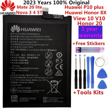 100% Originalus Hua Wei HB386589ECW, skirtas Huawei P10 Plus Honor 8X 9X Lite Play View 10 Mate 20 Lite Nova 3 4 5T Honor 20 baterija