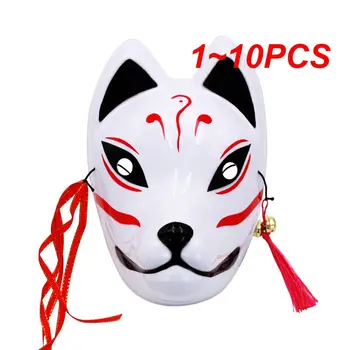 Helovino odinė lapės puskaukė japoniška Kabuki Kitsune kaukės Cosplay maskaradų vakarėliams Kostiumų aksesuaras