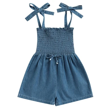 Vasariniai drabužiai Baby Girl Drabužiai Laisvalaikio mada Džinsinis audinys be rankovių Naujagimio kombinezonai Mažylis Romper Vaikiški drabužiai BC046